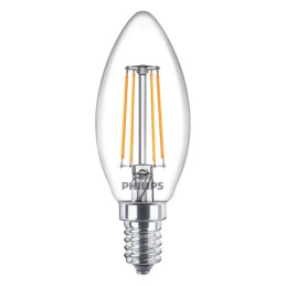 LED lempa Philips Fil, B35, 4.3W, E14, 2700K, 470lm, skaidri